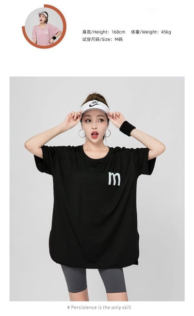 真的太懂我們的 夏季寬鬆大尺碼運動中長版 短袖健身瑜珈服兩件套裝8