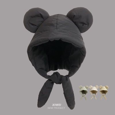 冬季新款米奇耳朵羽絨棉帽雷鋒帽 輕盈保暖護耳綁帶  防寒騎行帽1