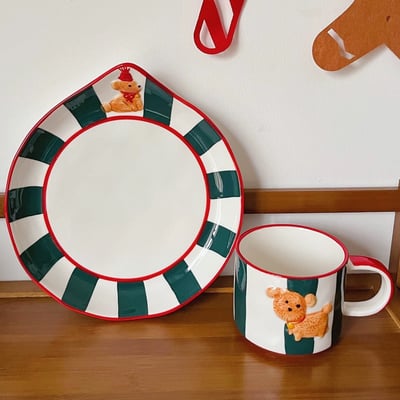 出口韓國可愛小狗杯盤組4