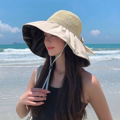 輕盈百搭    黑膠防曬透氣可折疊遮陽帽5