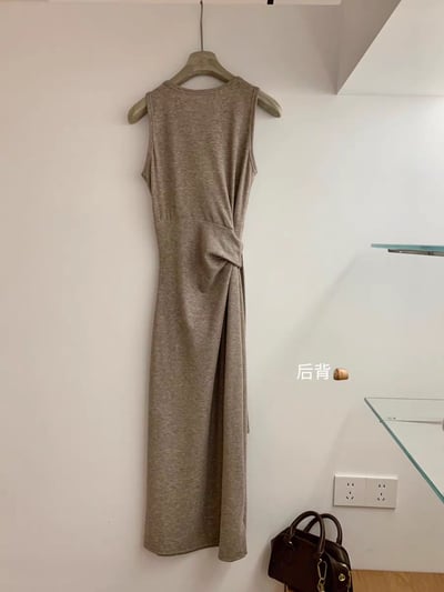 春夏｜極簡綁帶收腰無袖開叉連身裙4