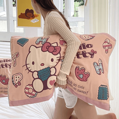 可愛卡通8層紗布全棉枕巾一對3