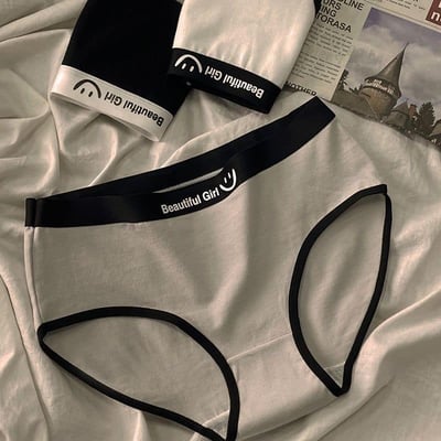 黑白拼色運動風 舒適腰圍中大女童三角內褲組3
