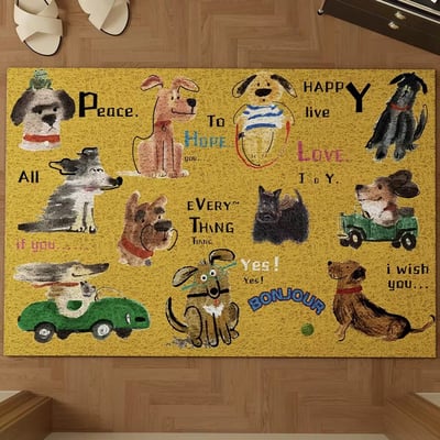 可愛狗狗圖案玄關地墊 療癒萌犬迎賓腳墊 可水洗耐髒防滑款2