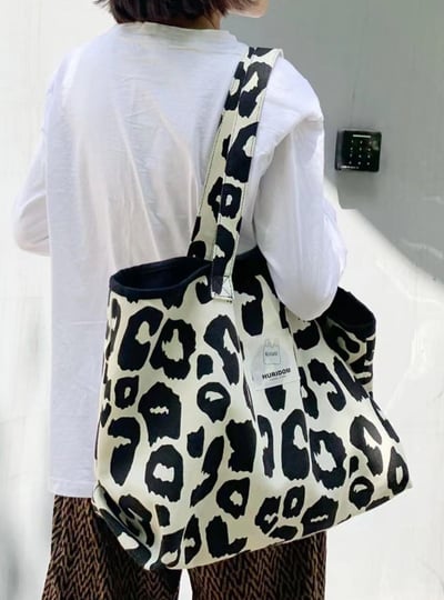 原宿風豹紋帆布包2