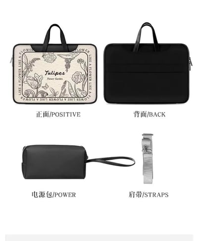 優雅鬱金香 黑白鬱金香多功能旅行電腦包7