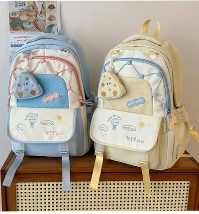 新款高顏值可愛雙肩書包 大容量減壓背包送同款萌系零錢包2