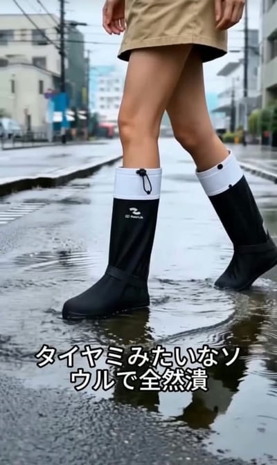 時尚可折疊高筒防水雨鞋套3