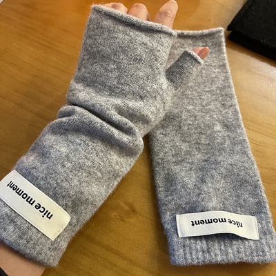 韓系仿羊絨堆堆設計感半指手套3