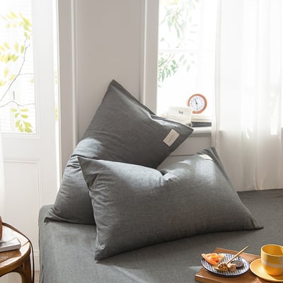 舒適全棉色織 純色水洗綿枕套一對組8