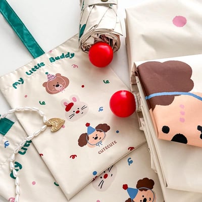 可愛紅鼻子童趣感折疊晴雨兩用手動雨傘3