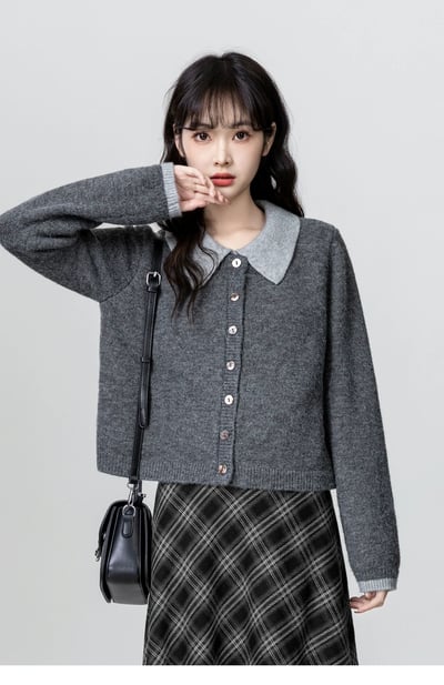 秋冬百搭氣質學院風假兩件針織衫1