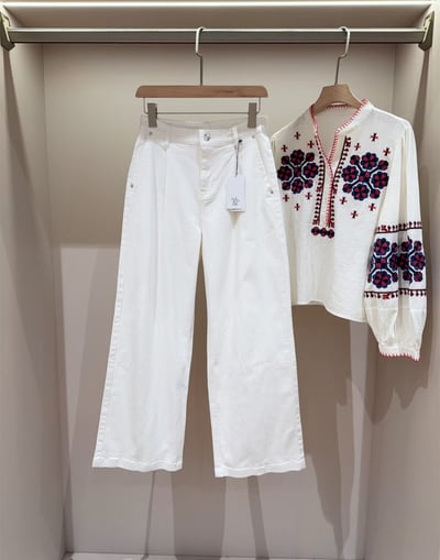 訂製韓單出口 萊卡棉四面彈高腰闊腿牛仔褲8