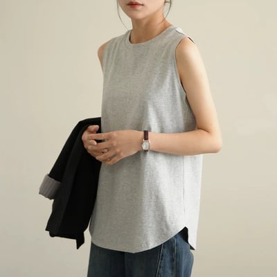四季都可穿棉質中長版無袖背心2件組9