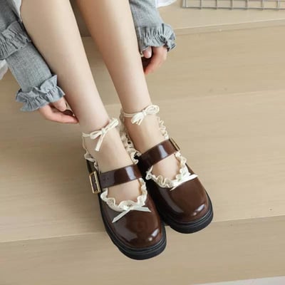 日系蕾絲綁帶蝴蝶結船襪3