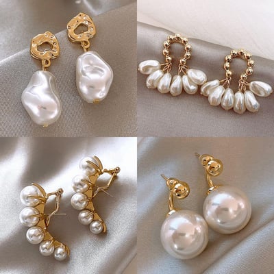 新款巴洛克珍珠奢華感耳環組合1