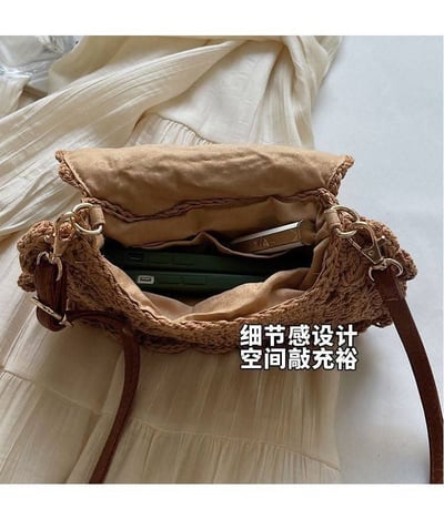 輕透鏤空慵懶感圓形編織包7