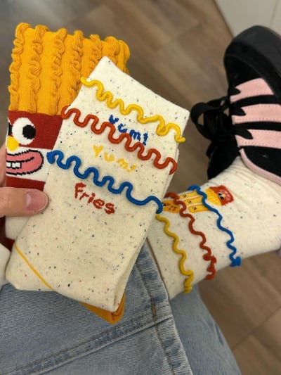 韓版搞怪薯條堆堆襪  現貨免運2