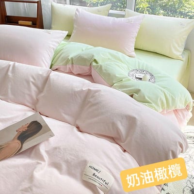 夏季超舒服拼色 水洗棉單人 雙人床包組7
