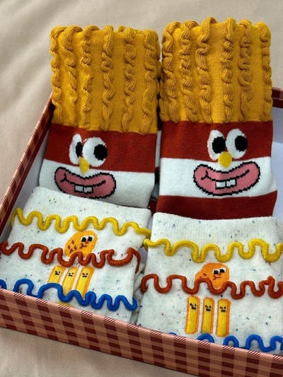 韓版搞怪薯條堆堆襪  現貨免運6