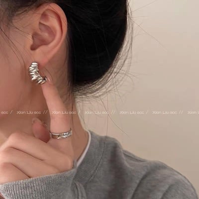 銀色簡約氣質系列耳環7入組6