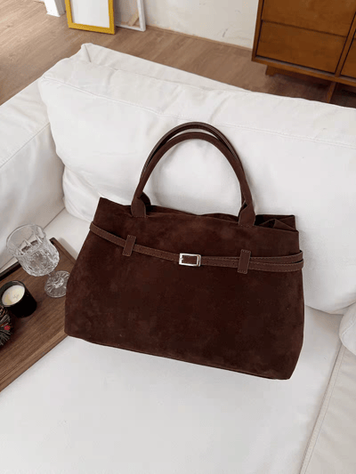 秋冬新款柔霧磨砂手提包 法式絨感復古大包2