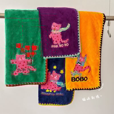 超萌刺繡貓咪 吸水速乾珊瑚絨乾髮毛巾乾髮帽5