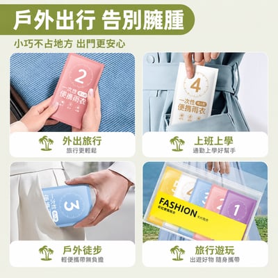 卡片式一次性便攜雨衣10入 成人加長加厚款隨身戶外旅行雨天備用7