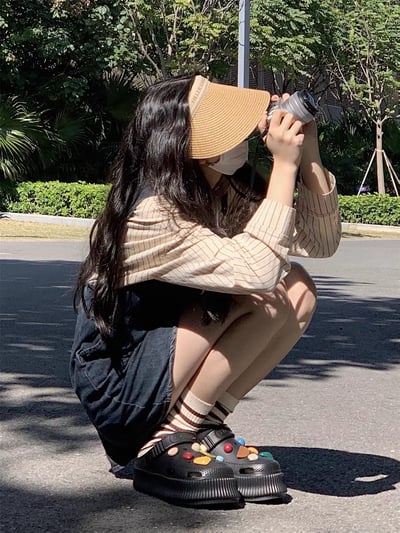 洞洞鞋 可愛糖果色系增高厚底拖鞋6