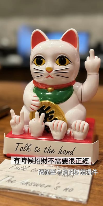 不爽也要招財 LUCKYCAT 搞怪豎中指招財貓擺件1