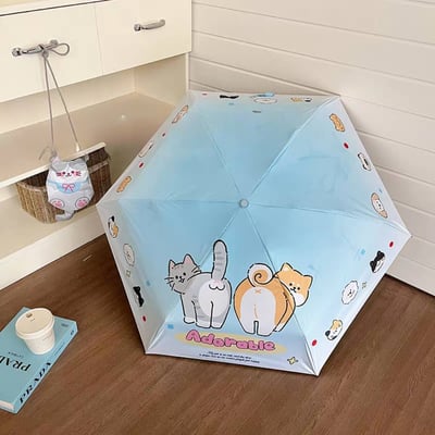 包裹一隻貓出門 貓咪造型斜背收納包五折晴雨兩用傘6