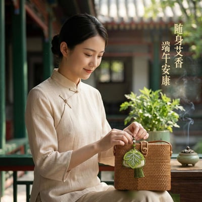 古風安康粽子掛飾節日禮物 端午艾草刺繡香囊禮盒3