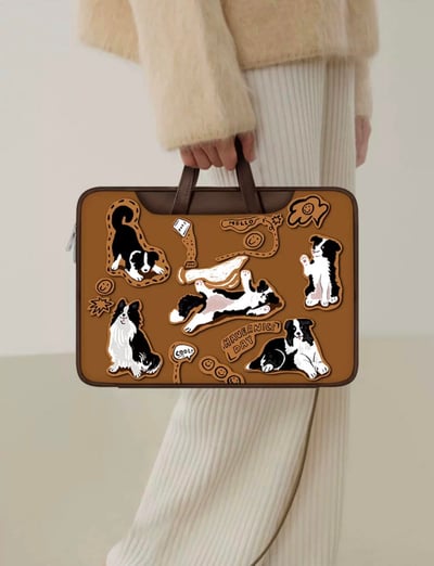 我愛邊牧 可愛牧羊犬拼貼風多功能旅行電腦包5