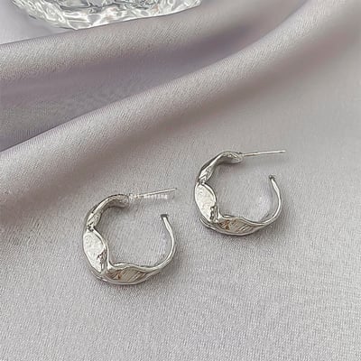 高級感銀色系 不規則系列耳環5入組4