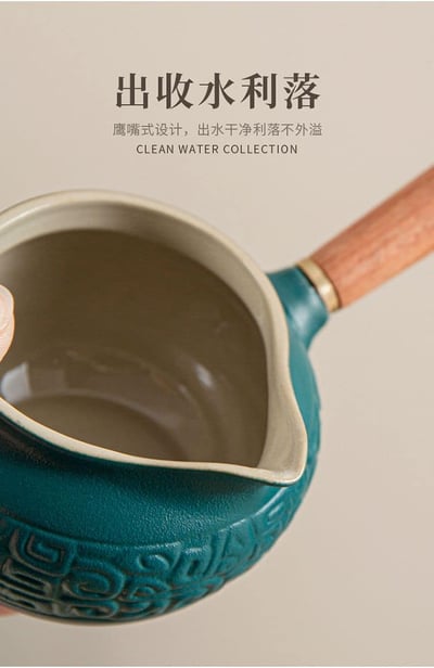 神秘三星堆石磨旋轉茶具套組7