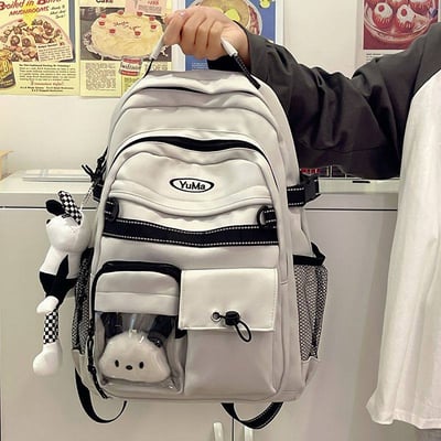 新款大容量雙肩包 初高中＆小學高年級適用 附可愛玩偶掛飾四色可選6