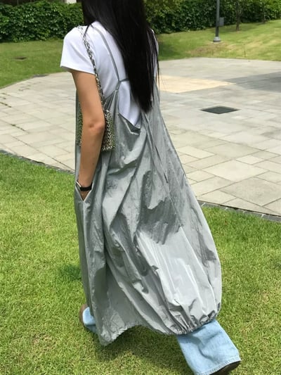 韓系chic設計感露背吊帶連衣裙5