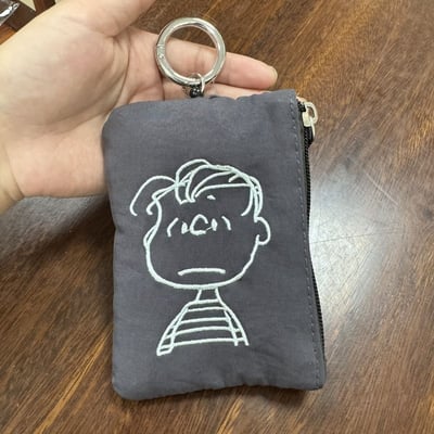 花生漫畫角色刺繡卡包 可伸縮掛鉤掛繩小錢包收納袋4