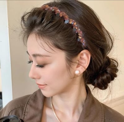 彩色毛絨絨針織波浪發箍4