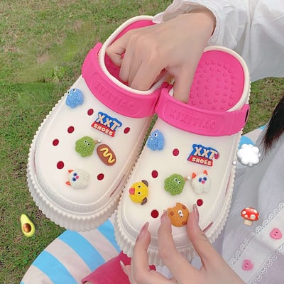 洞洞鞋 可愛新色系增高厚底拖鞋 搞怪怪獸鞋扣款2