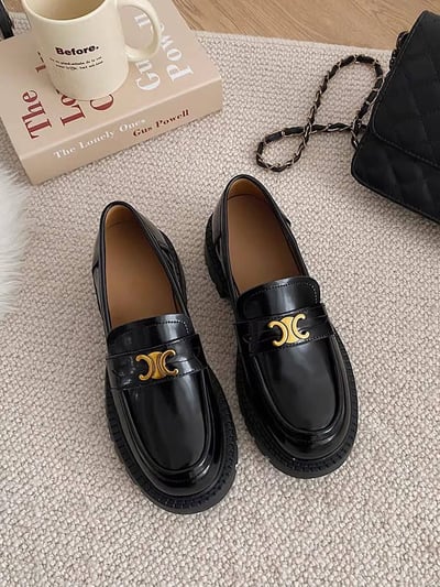 英式凱旋門小標厚底小皮鞋1