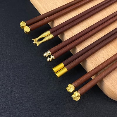 金甲招財雞翅木紅檀木福氣筷組4