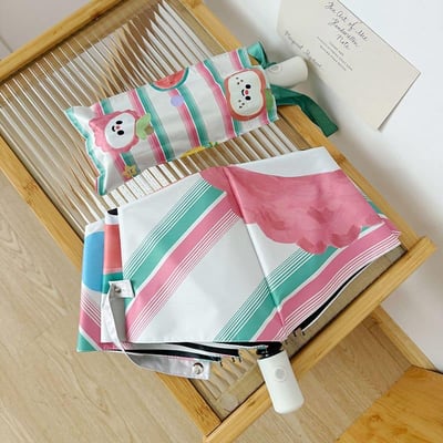 開心水果舖 可愛水果印花折疊晴雨兩用自動傘8