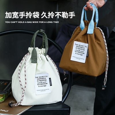 新款便當手提袋 加厚保溫便携抽繩束口飯盒包5