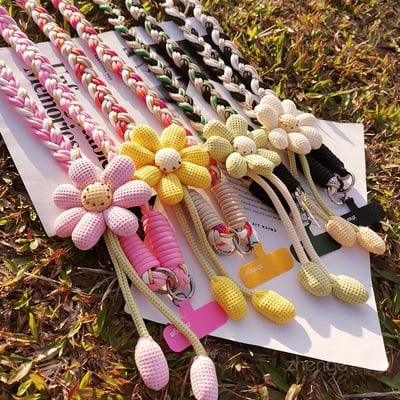 Ins風手工花朵編織手機掛繩2