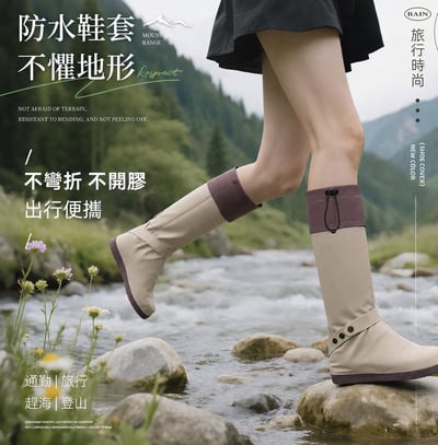 時尚可折疊高筒防水雨鞋套2