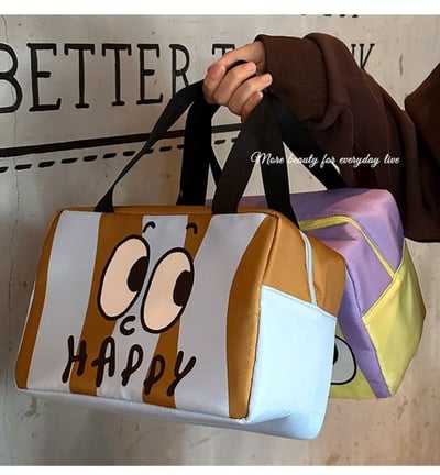 大眼睛撞色便當包 可愛保溫手提午餐袋8