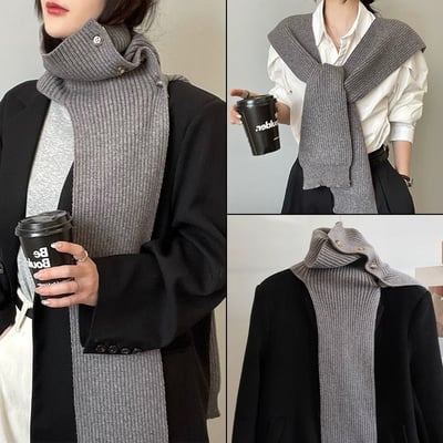 不只是圍巾 多用途針織掛脖披肩 條紋針織掛脖圍巾1