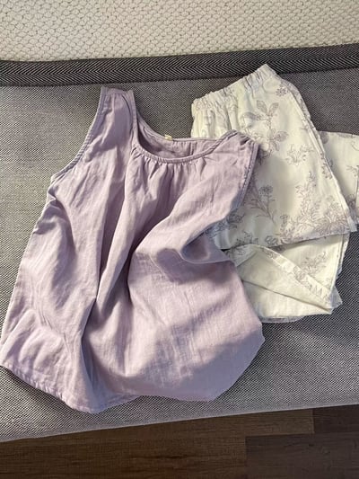 鄉村風花朵無袖背心睡衣套裝3