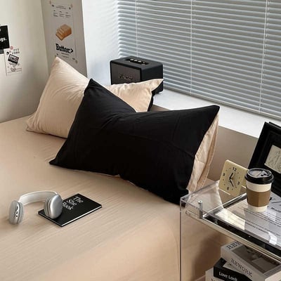 INS 極簡雙拼色系枕套5